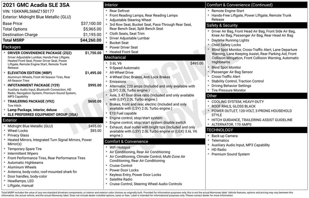 Certified 2021 GMC Acadia SLE w/ Driver Convenience Package image 36