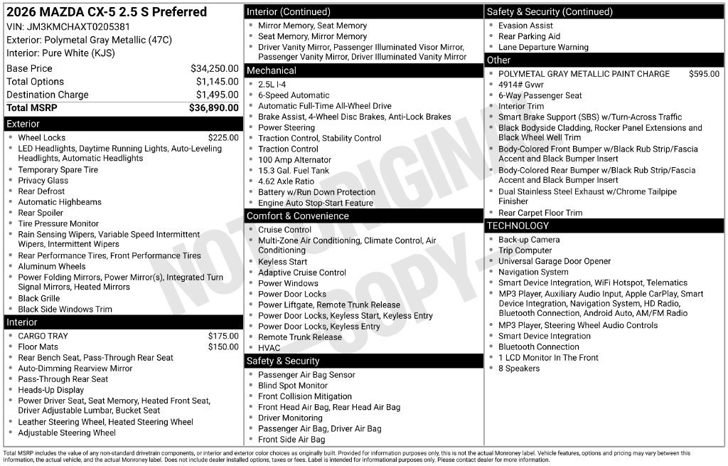 New 2026 MAZDA CX-5 Preferred AWD/4WD image 10