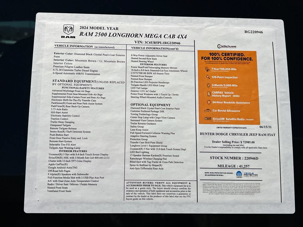 Certified 2024 RAM 2500 Limited w/ Safety Group AWD/4WD image 3