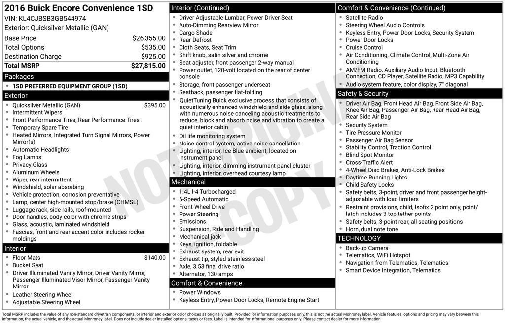 Used 2016 Buick Encore Convenience image 2
