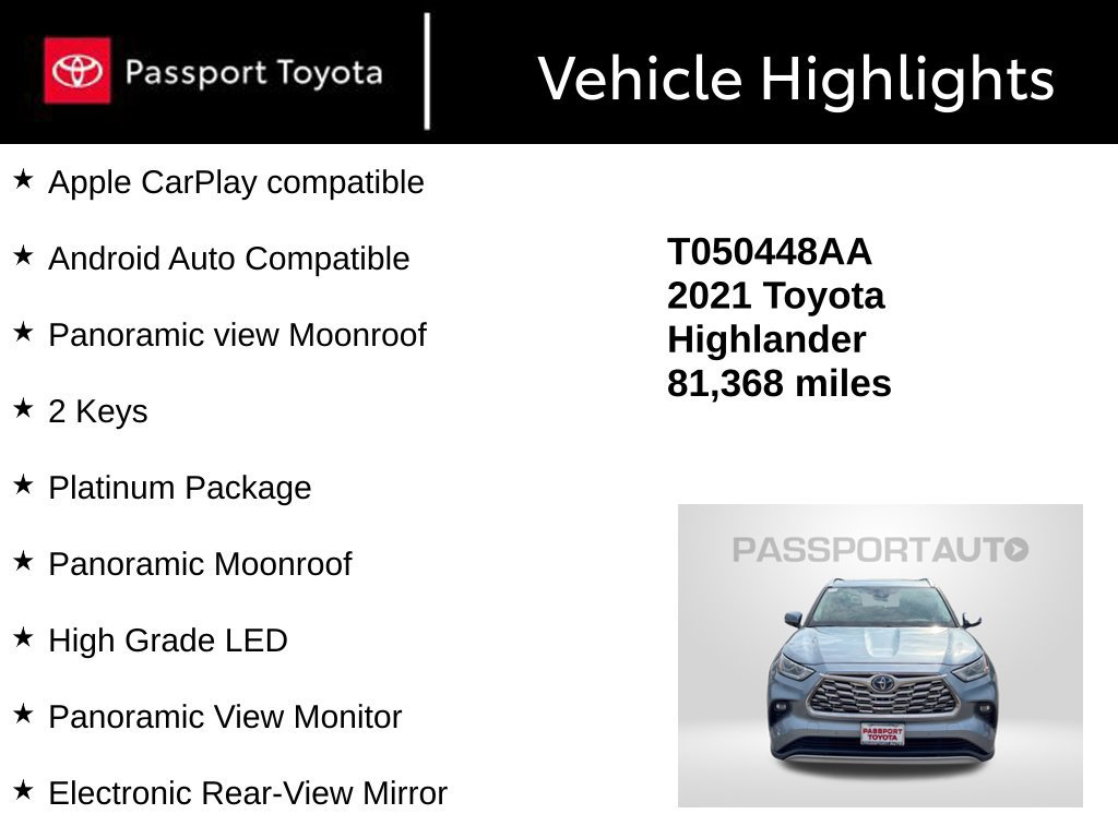 Certified 2021 Toyota Highlander Platinum AWD/4WD image 14