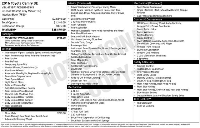Used 2016 Toyota Camry SE w/ Moonroof Package image 10