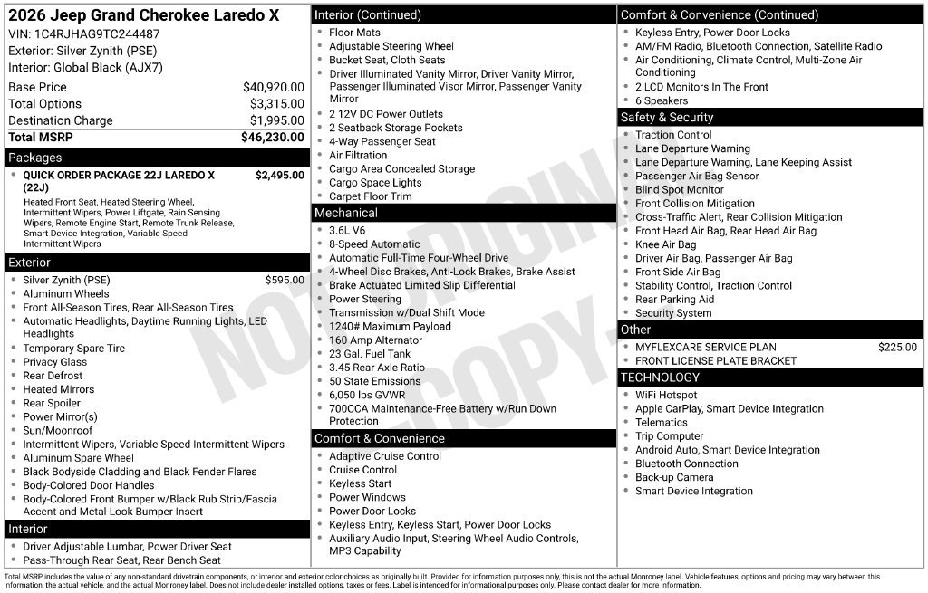 New 2026 Jeep Grand Cherokee Laredo X AWD/4WD image 4