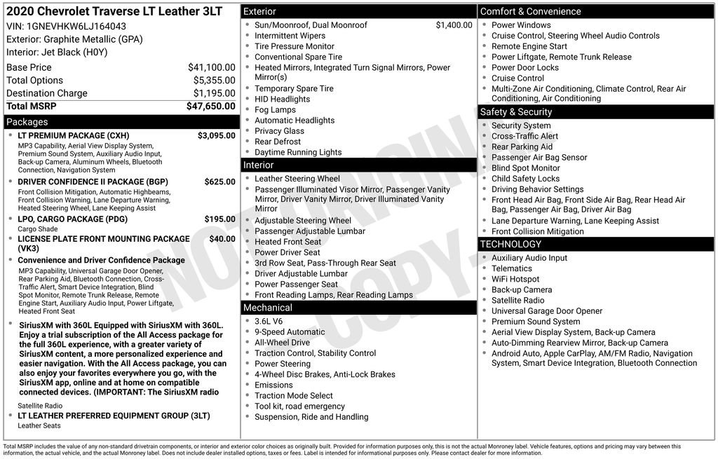 Certified 2020 Chevrolet Traverse LT w/ LT Premium Package AWD/4WD image 12