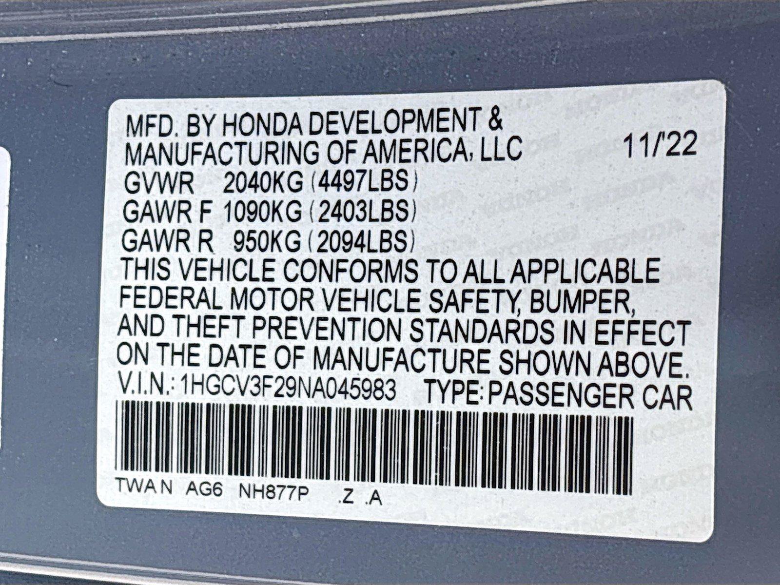 Certified 2022 Honda Accord Sport image 33