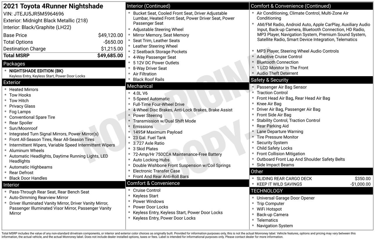 Used 2021 Toyota 4Runner Nightshade image 37