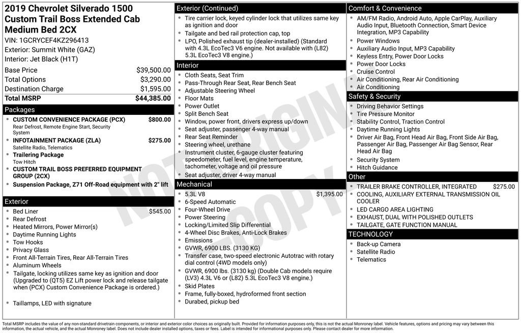 Certified 2019 Chevrolet Silverado 1500 Custom Trail Boss w/ Custom Convenience Package AWD/4WD image 52