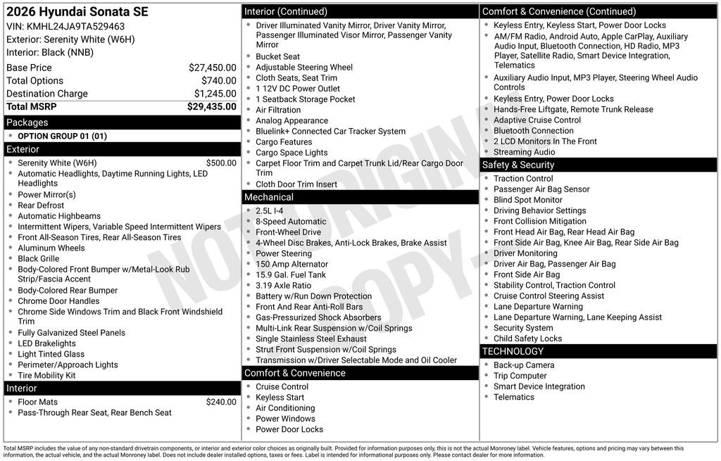 Certified 2026 Hyundai Sonata SE FWD image 6
