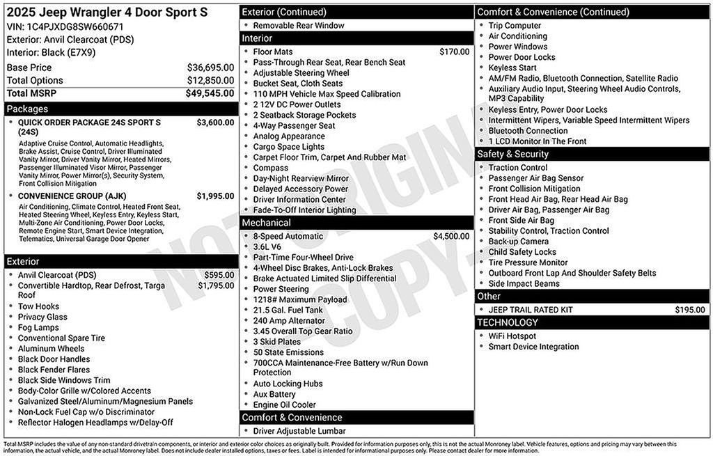 New 2025 Jeep Wrangler Sport S image 28