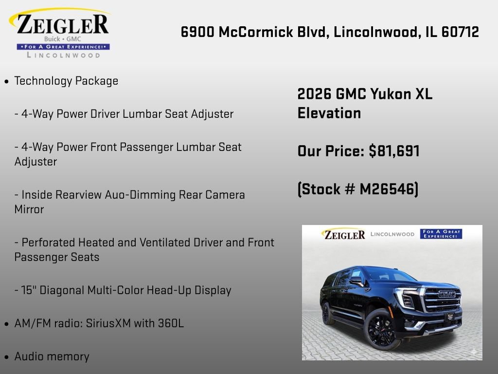 New 2026 GMC Yukon XL Elevation w/ LPO, Elevation Black Package AWD/4WD image 6