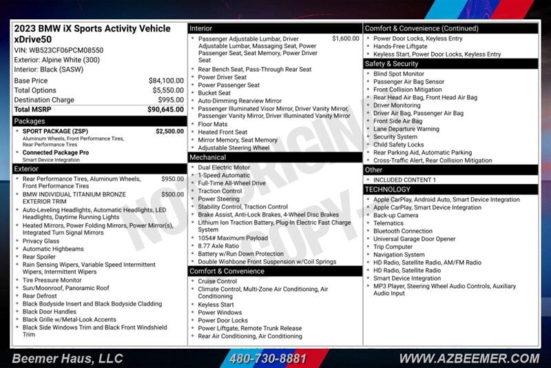 Used 2023 BMW iX xDrive50 w/ Sport Package AWD/4WD image 3