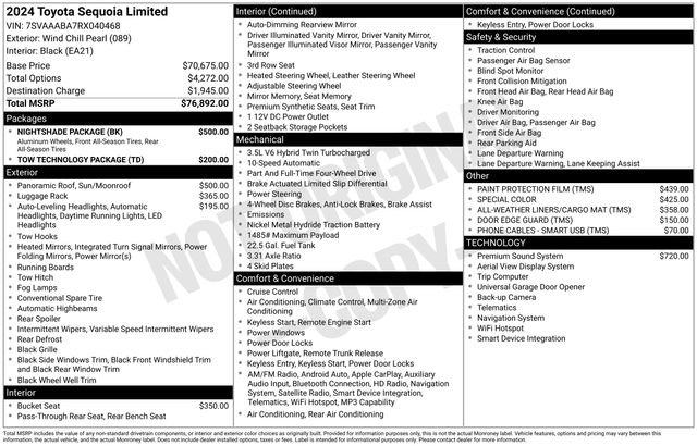 Used 2024 Toyota Sequoia Limited w/ Nightshade Package image 8