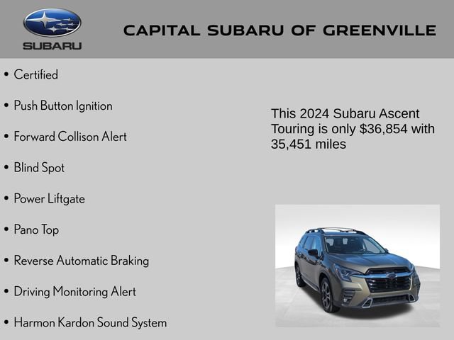 Certified 2024 Subaru Ascent Touring AWD/4WD image 9
