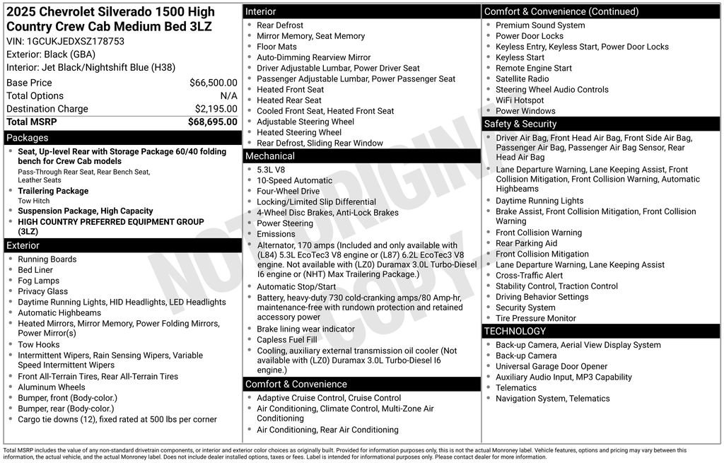 Used 2025 Chevrolet Silverado 1500 High Country AWD/4WD image 69
