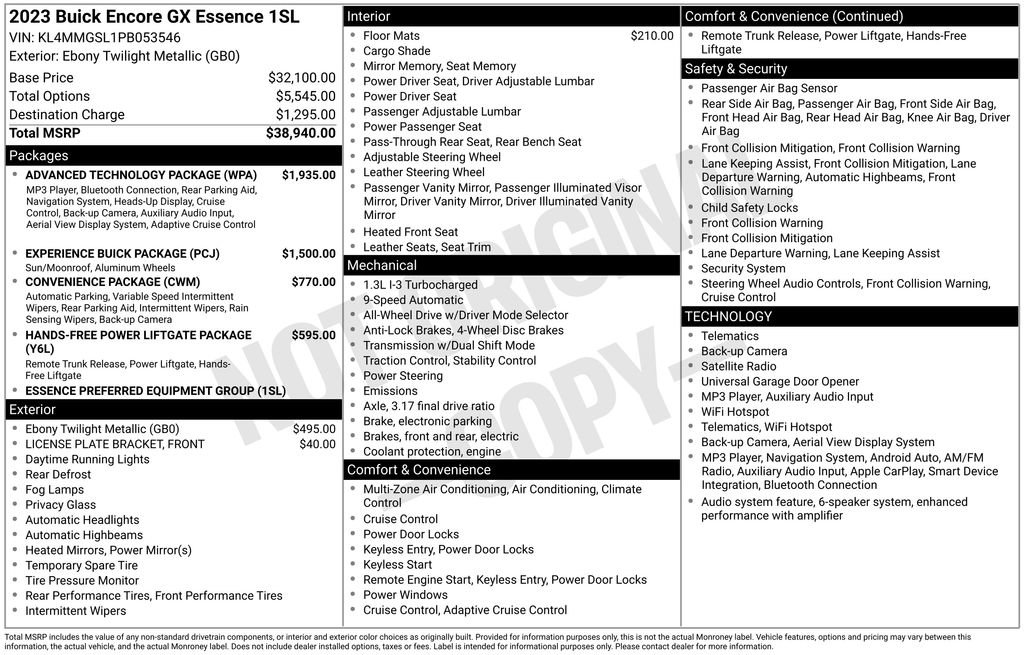 Used 2023 Buick Encore GX Essence w/ Advanced Technology Package AWD/4WD image 5