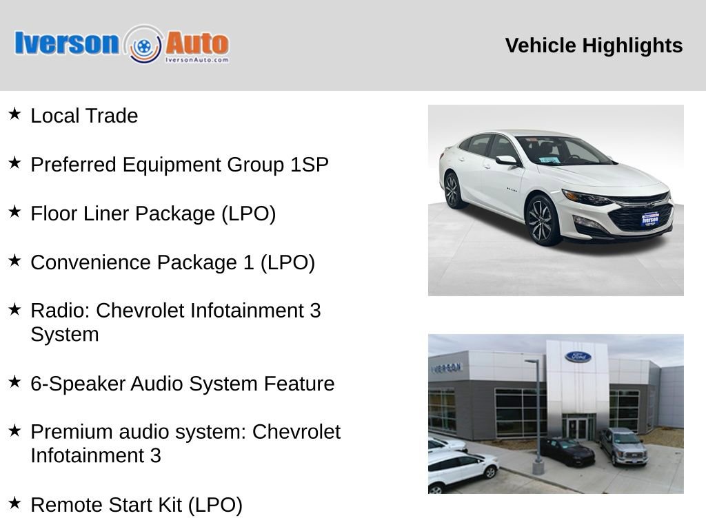 Used 2021 Chevrolet Malibu RS w/ LPO, Convenience Package 1 FWD image 2