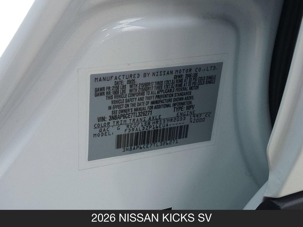 Certified 2026 Nissan Kicks SV FWD image 24