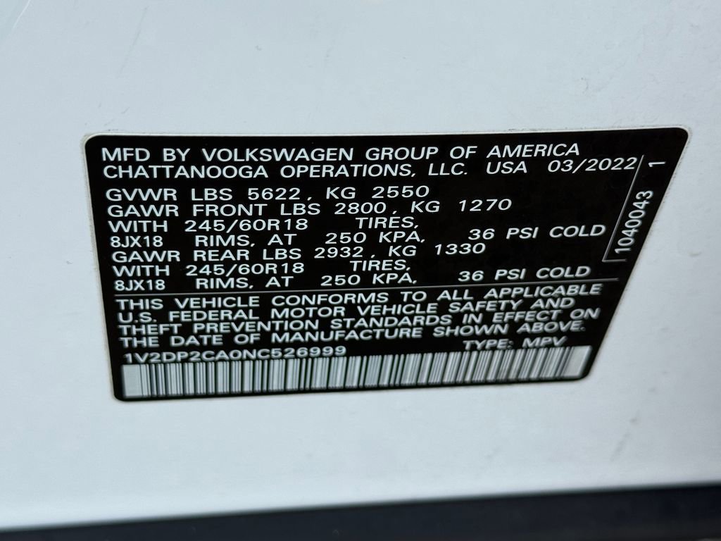 Used 2022 Volkswagen Atlas SE image 38