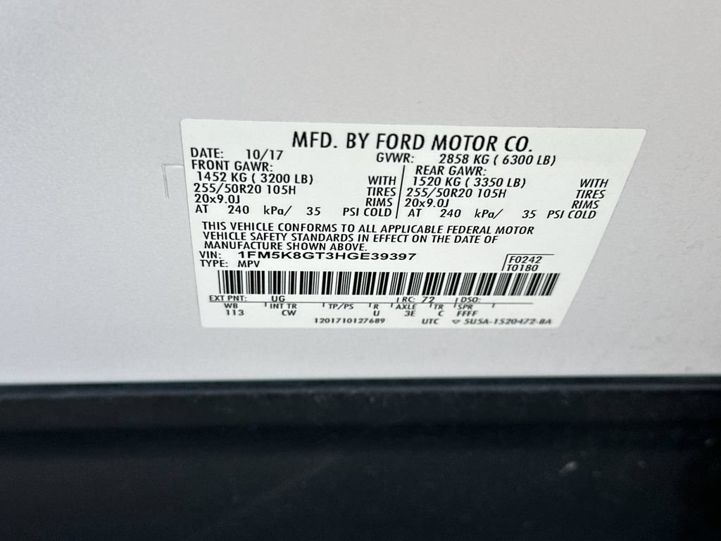 Certified 2017 Ford Explorer Sport w/ Equipment Group 401A AWD/4WD image 29