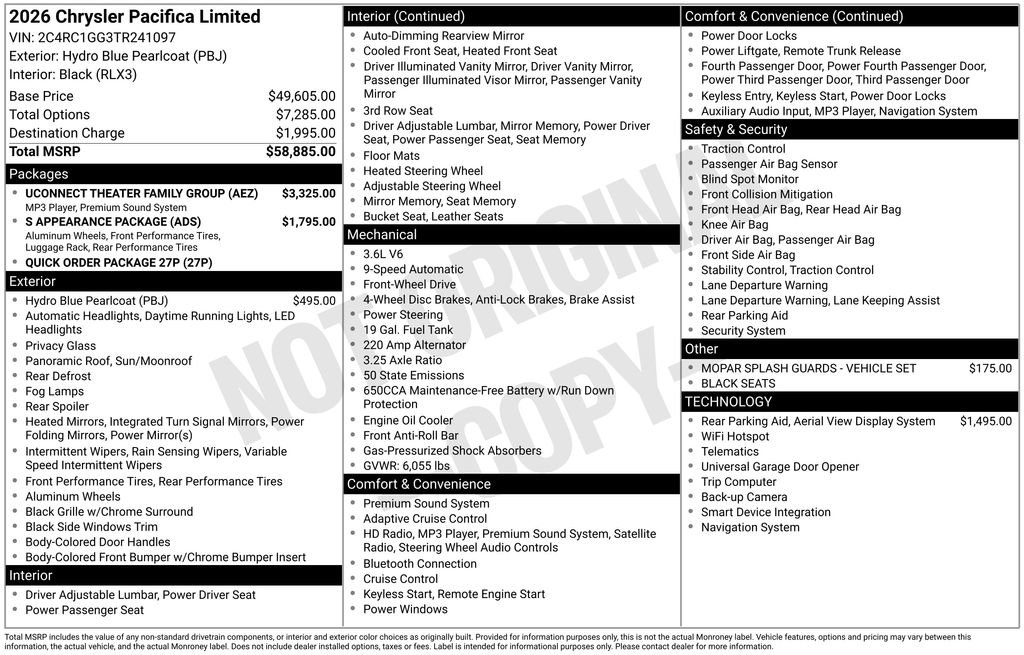 New 2026 Chrysler Pacifica Limited w/ Uconnect Theater Family Group image 15