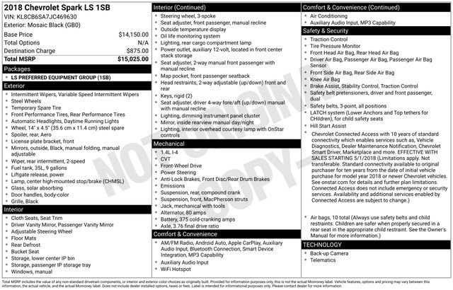 Used 2018 Chevrolet Spark LS FWD image 7