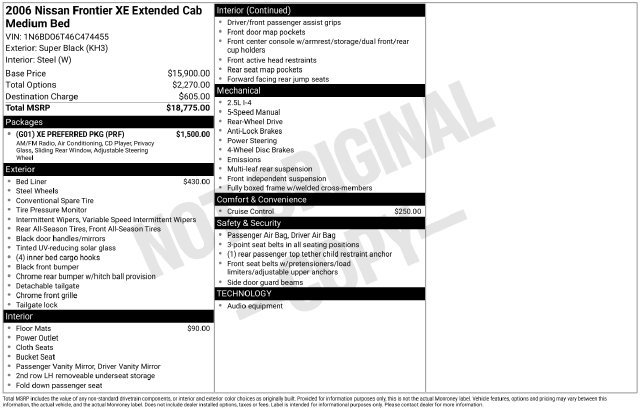 Used 2006 Nissan Frontier XE w/ (G01) XE Preferred Pkg RWD image 20