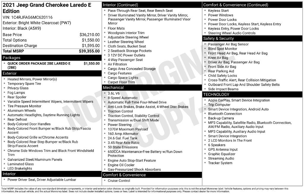 Certified 2021 Jeep Grand Cherokee Laredo AWD/4WD image 22