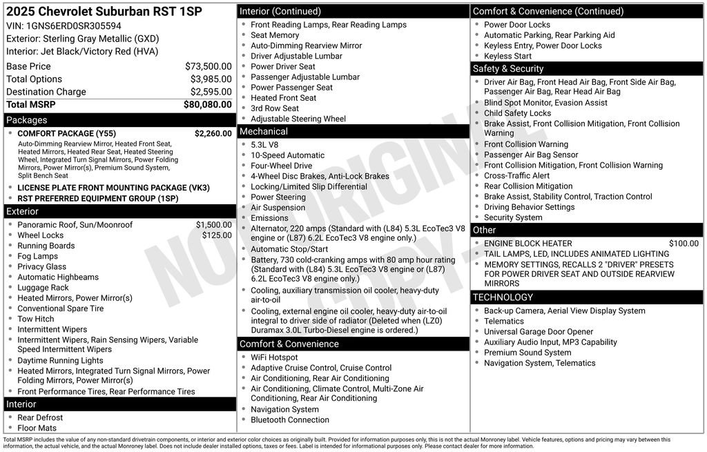 Used 2025 Chevrolet Suburban RST w/ Comfort Package AWD/4WD image 2