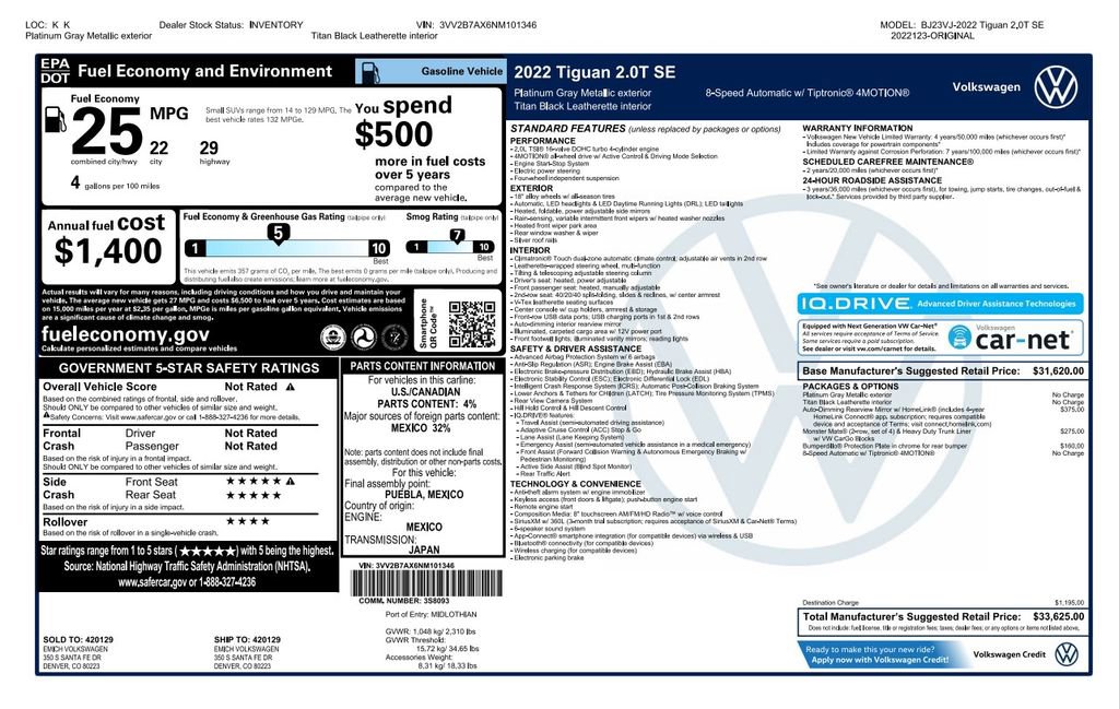 Used 2022 Volkswagen Tiguan SE image 2