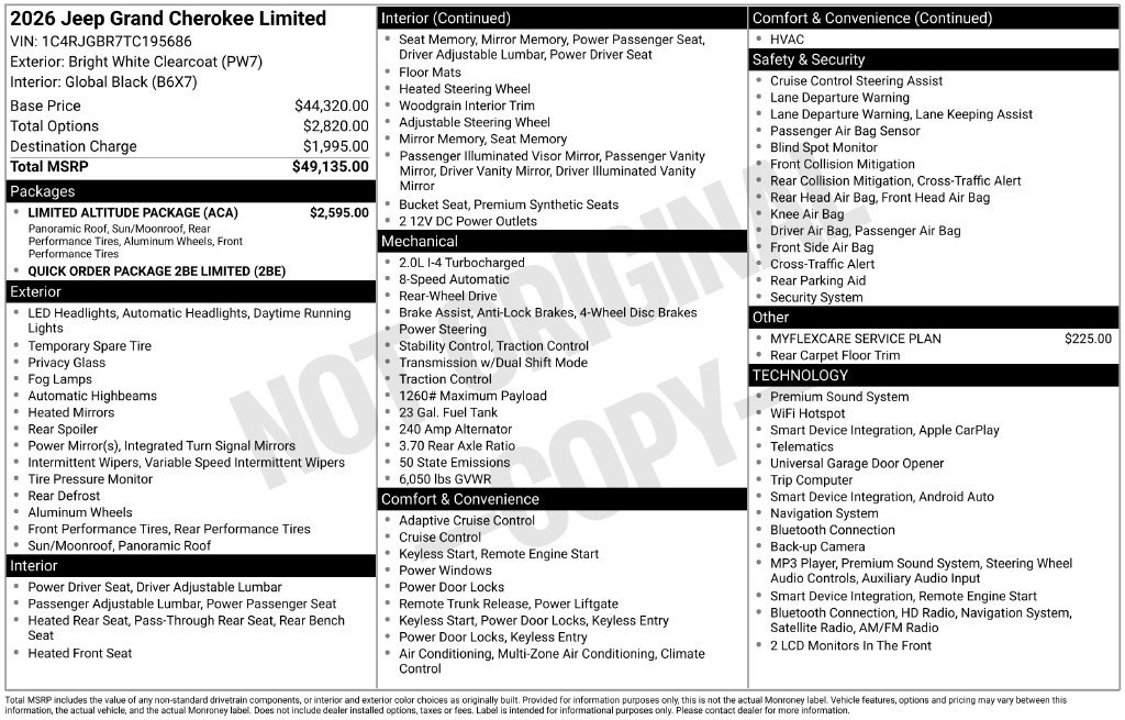 New 2026 Jeep Grand Cherokee Limited w/ Limited Altitude Package RWD image 7