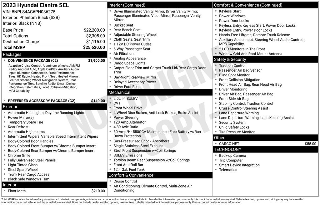 Used 2023 Hyundai Elantra SEL w/ Convenience Package FWD image 3