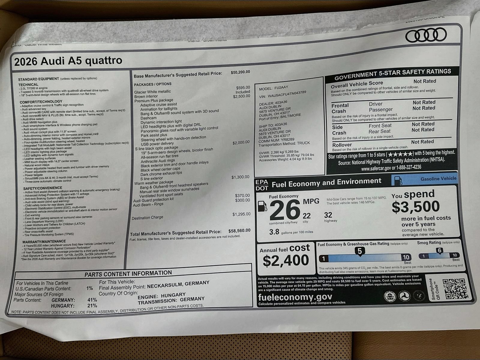 New 2026 Audi A5 2.0T Premium Plus AWD/4WD image 48