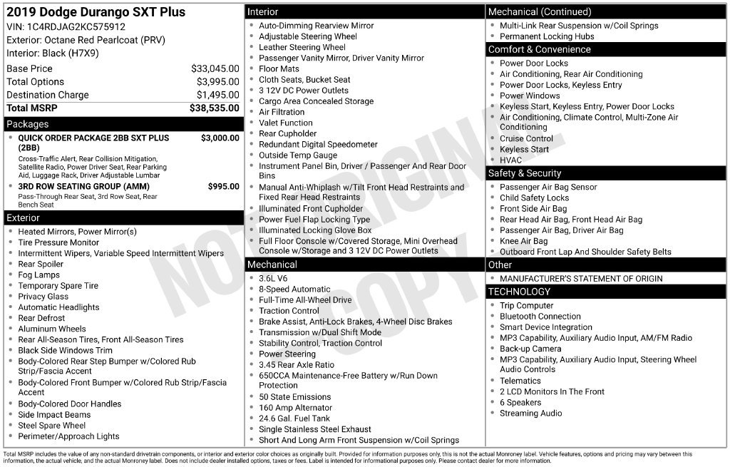 Used 2019 Dodge Durango SXT AWD/4WD image 32