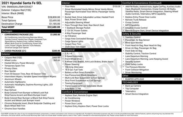 Certified 2021 Hyundai Santa Fe SEL w/ Convenience Package image 10
