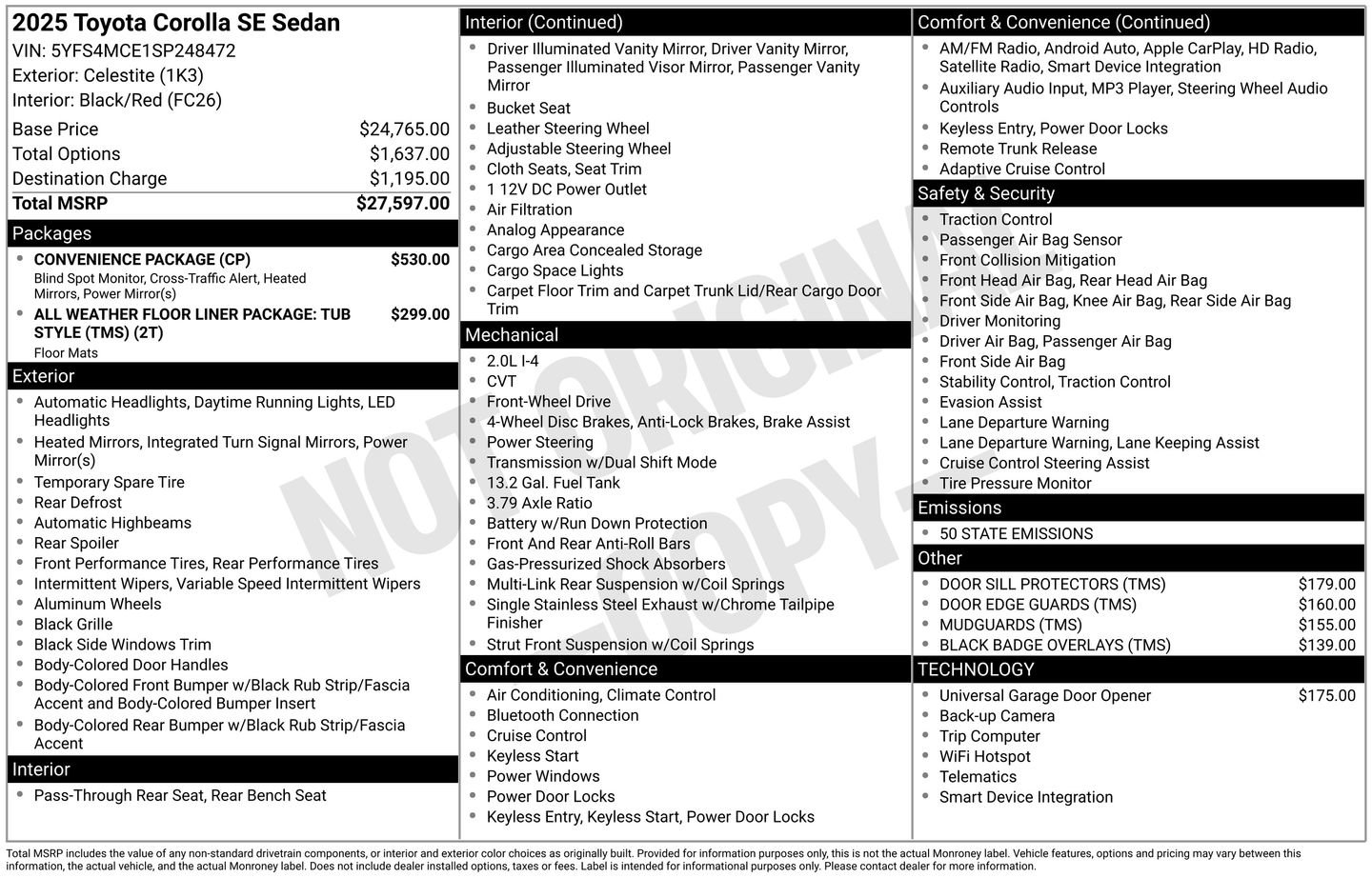 Certified 2025 Toyota Corolla SE w/ Convenience Package image 13