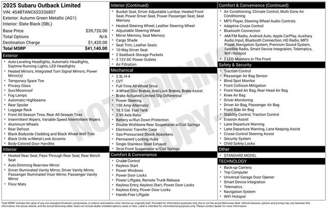 Certified 2025 Subaru Outback Limited image 13