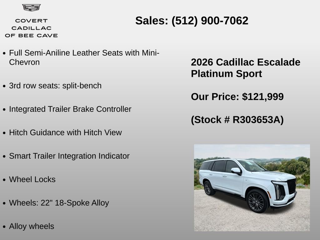 Used 2026 Cadillac Escalade Platinum Sport w/ LPO, Floor Liner Package AWD/4WD image 36