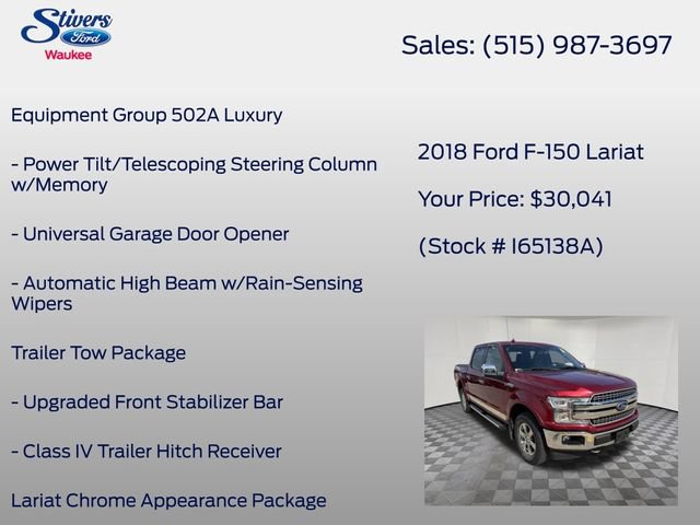 Used 2018 Ford F150 Lariat w/ Equipment Group 502A Luxury AWD/4WD image 22