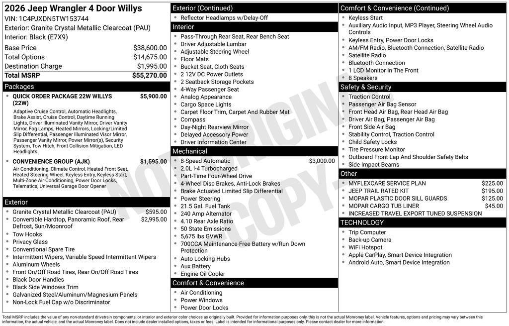 New 2026 Jeep Wrangler Unlimited Sport AWD/4WD image 48