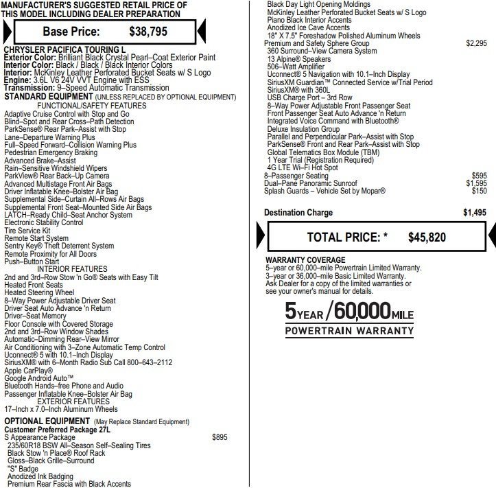 Used 2021 Chrysler Pacifica Touring-L w/ Premium & Safety Sphere Group image 2