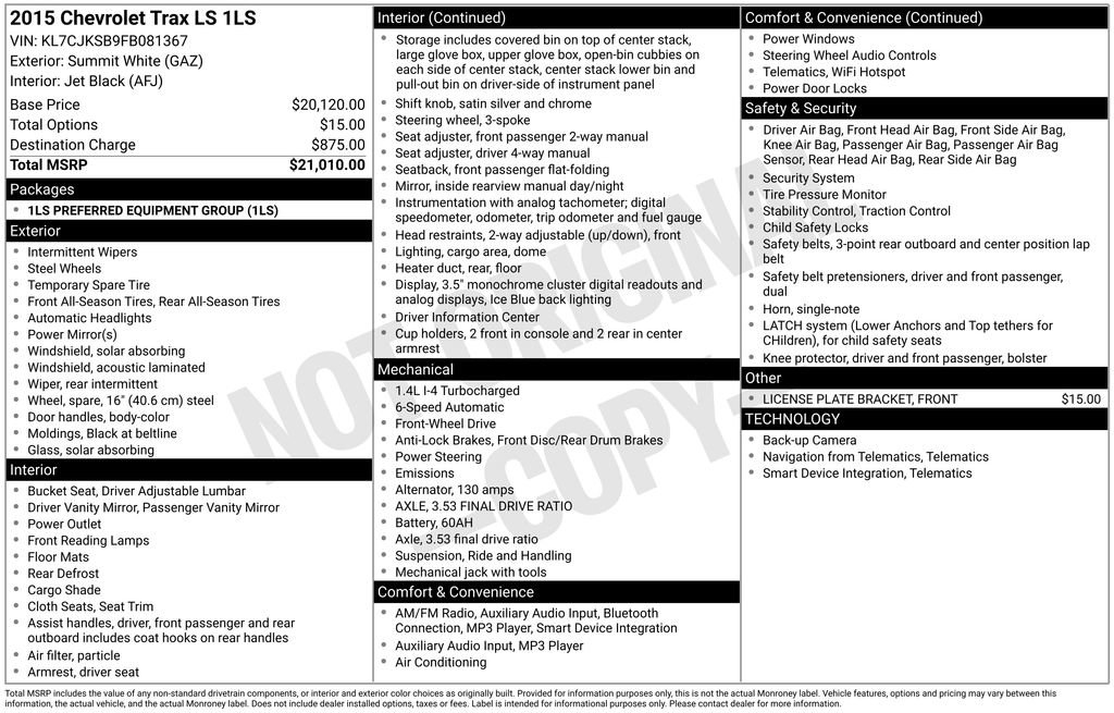 Used 2015 Chevrolet Trax LS image 14