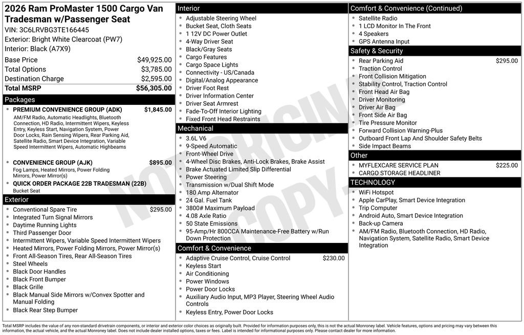 New 2026 RAM ProMaster 1500 w/ Premium Convenience Group image 7
