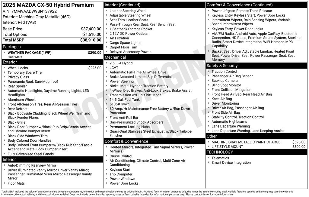 New 2025 MAZDA CX-50 AWD 2.5 Hybrid w/ Weather Package image 4