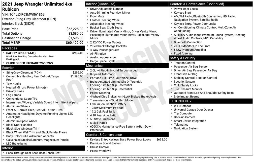 Used 2021 Jeep Wrangler Unlimited Rubicon 4xe w/ Safety Group image 5