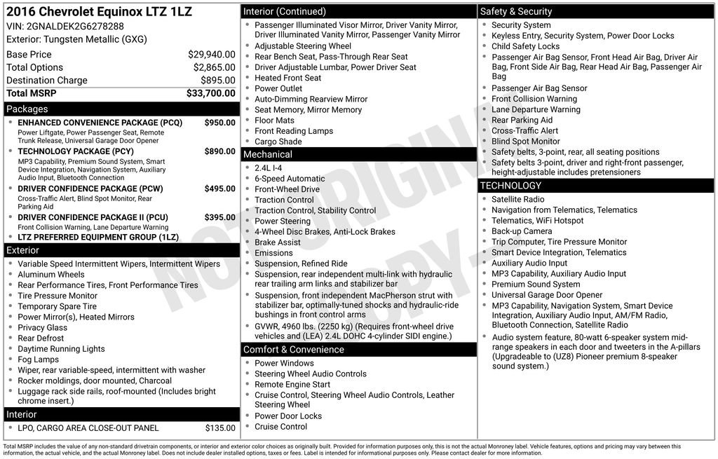 Used 2016 Chevrolet Equinox LTZ w/ Enhanced Convenience Package FWD image 15