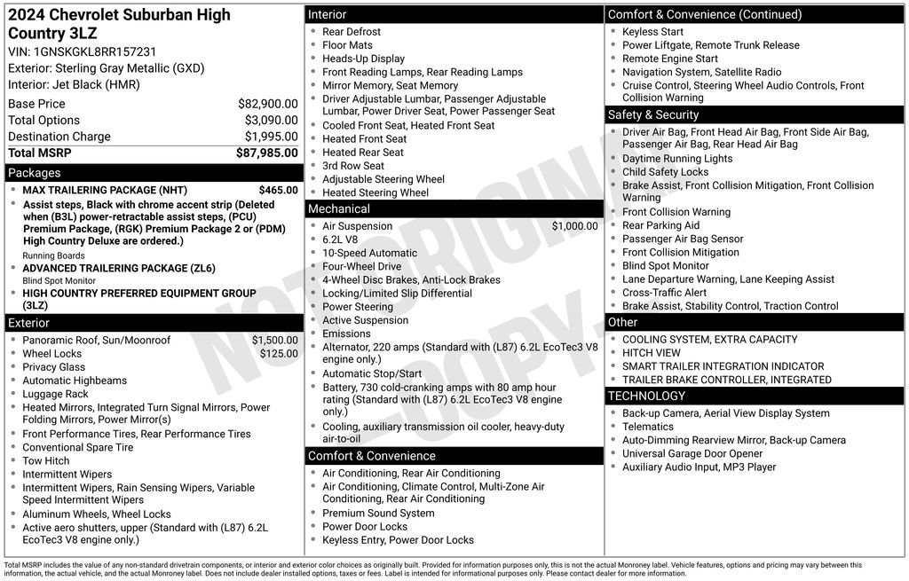 Used 2024 Chevrolet Suburban High Country w/ Max Trailering Package AWD/4WD image 57