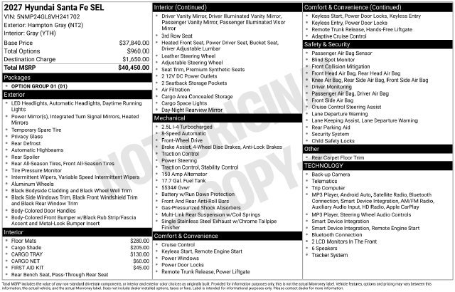 New 2027 Hyundai Santa Fe SEL FWD image 27