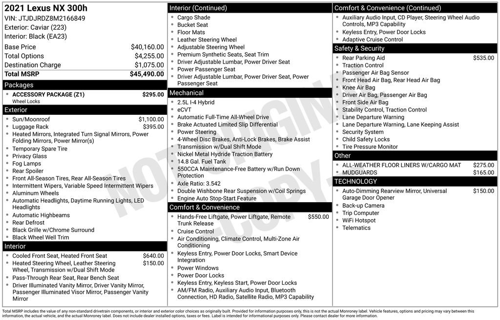 Used 2021 Lexus NX 300h AWD w/ Accessory Package image 18