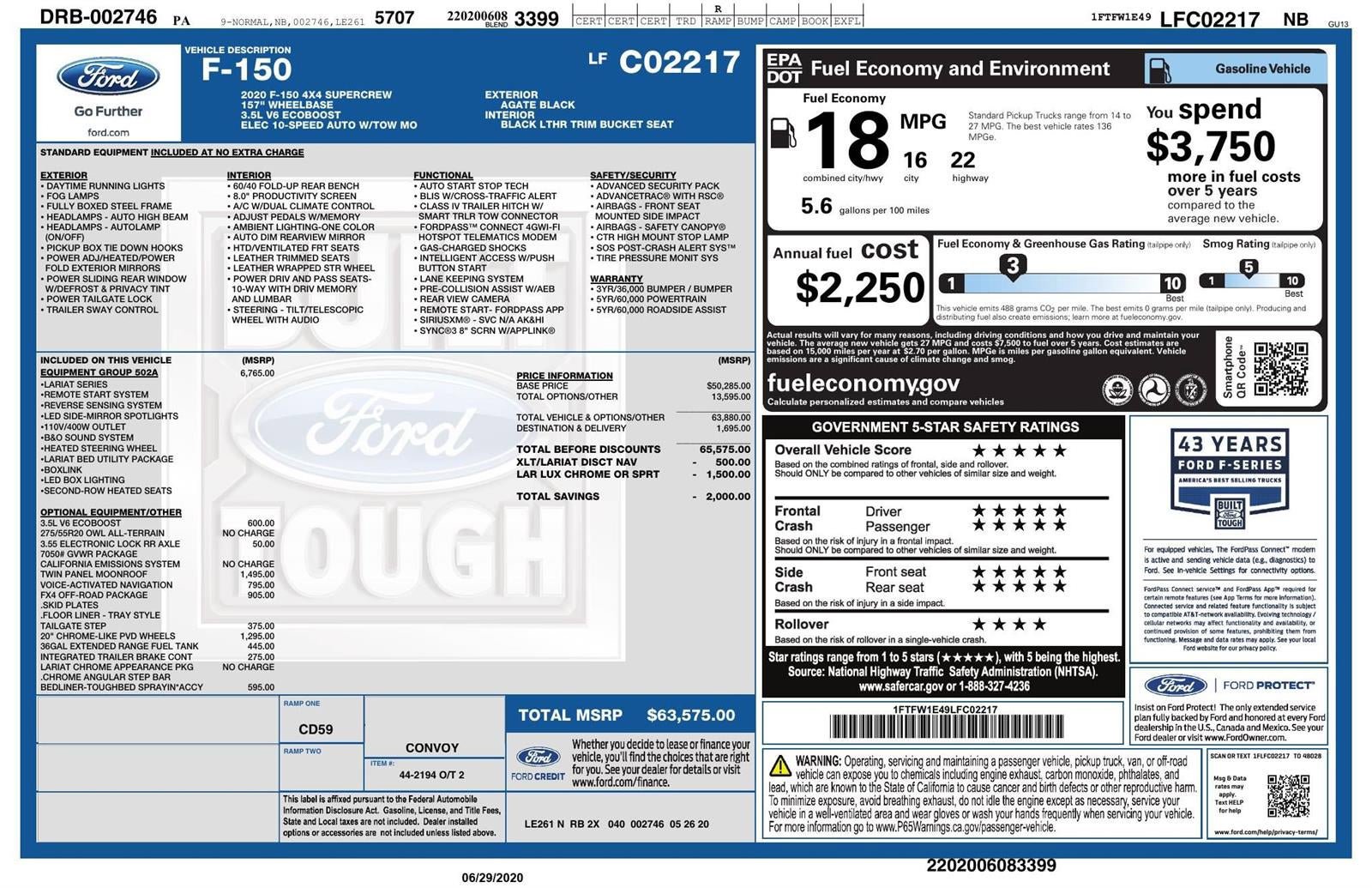 Used 2020 Ford F150 Lariat w/ Equipment Group 502A Luxury AWD/4WD image 41
