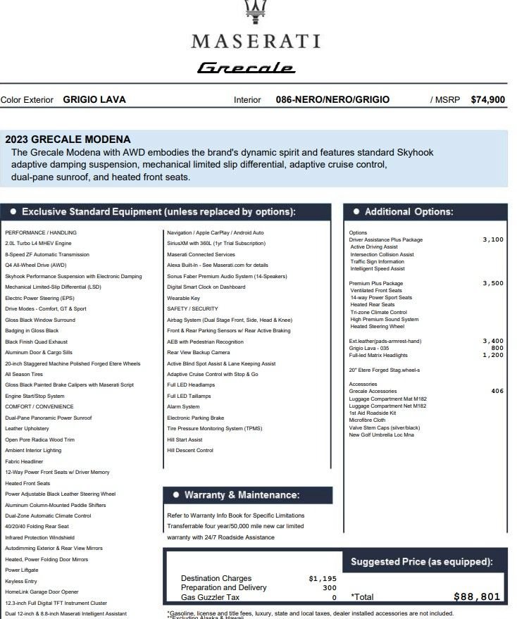 Certified 2023 Maserati Grecale Modena AWD/4WD image 2
